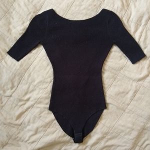 Sezane Bonnie Ribbed Merino Wool Cotton Bodysuit